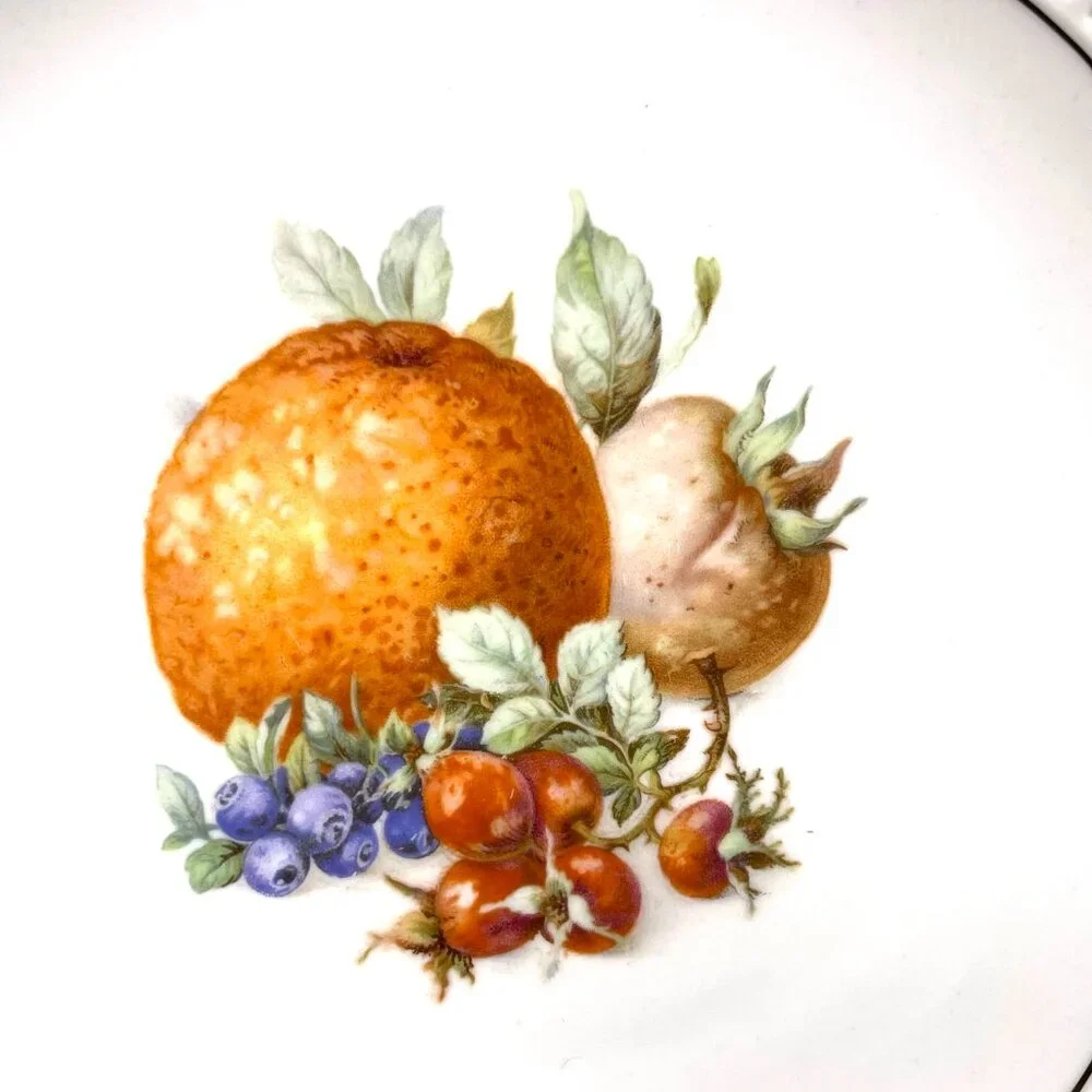 Set of 6 Schumann Arzberg Germany Pierced Porcelain Plates Harvest Fruit 7" - Picture 8 of 16